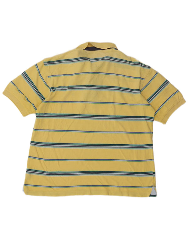 Tommy Hilfiger Mens Polo Shirt Large Yellow Striped Cotton
