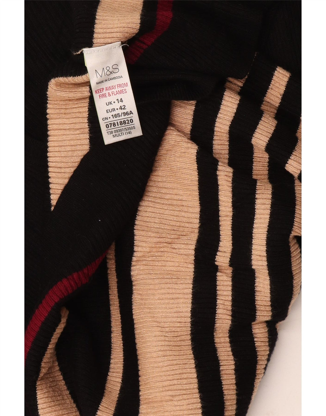 Marks & Spencer Womens V-Neck Jumper Sweater UK 14 Medium Black Striped