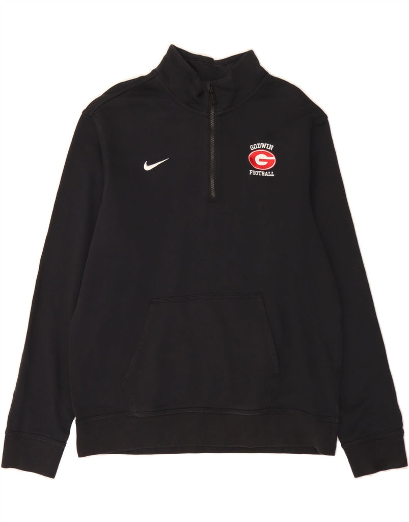 NIKE Mens Godwin Football Zip Neck Sweatshirt Jumper Large Black Cotton Vintage Nike and Second-Hand Nike from Messina Hembry 
