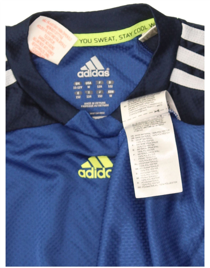 Adidas Boys T-Shirt Top 11-12 Years Blue Colourblock Polyester