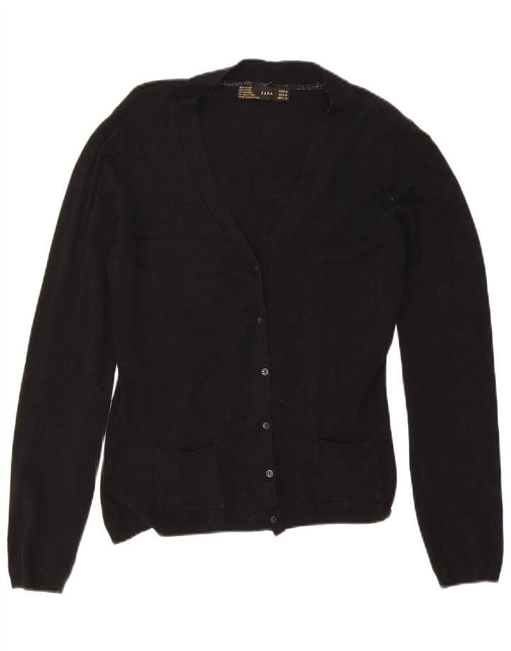 Zara Womens Crop Cardigan Sweater UK 12 Medium Black