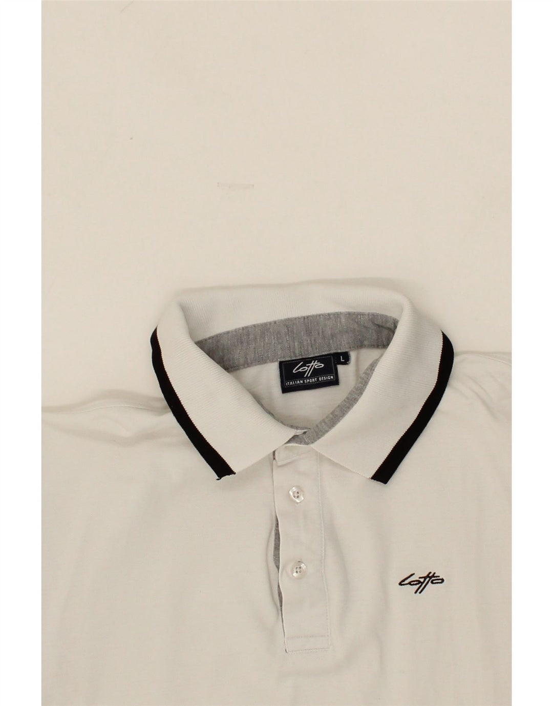 LOTTO Mens Polo Shirt Large White Cotton Vintage Lotto and Second-Hand Lotto from Messina Hembry 
