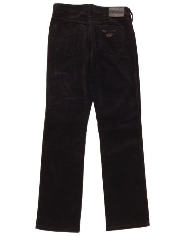 Armani Womens Straight Corduroy Trousers W27 L26 Black Cotton