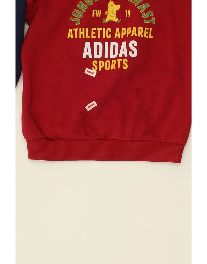 ADIDAS Boys Graphic Sweatshirt Jumper 2-3 Years Red Colourblock Cotton | Vintage Adidas | Thrift | Second-Hand Adidas | Used Clothing | Messina Hembry 
