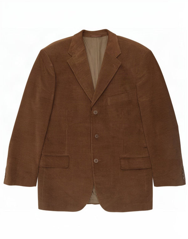 Vintage Mens 3 Button Corduroy Blazer Jacket IT 52 XL Brown Cotton