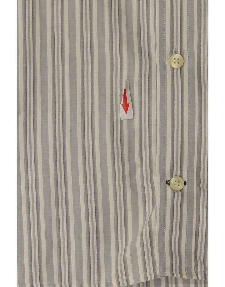 TOMMY HILFIGER Mens Short Sleeve Shirt Large Grey Striped Cotton