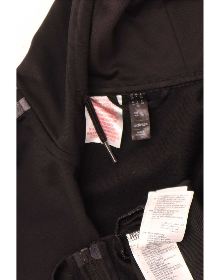 Adidas Boys Graphic Zip Hoodie Sweater 11-12 Years Black Polyester
