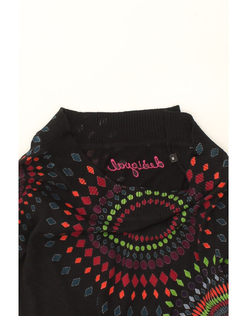 DESIGUAL Womens Graphic Boat Neck Jumper Sweater UK 12 Medium Black | Vintage Desigual | Thrift | Second-Hand Desigual | Used Clothing | Messina Hembry 