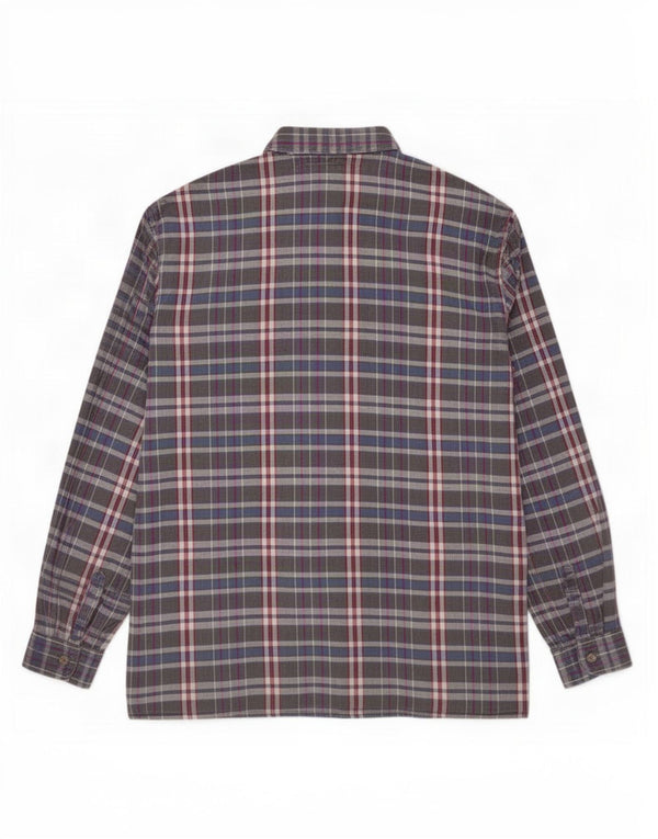 Corona Mens Flannel Shirt Size 44 XL Grey Check Cotton
