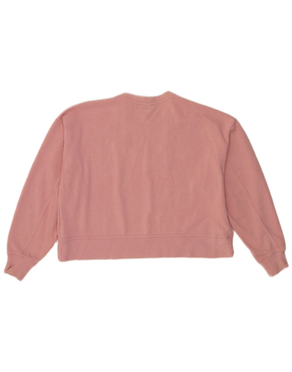 Nike Womens Crop Graphic Sweatshirt Jumper UK 14 Medium Pink Cotton