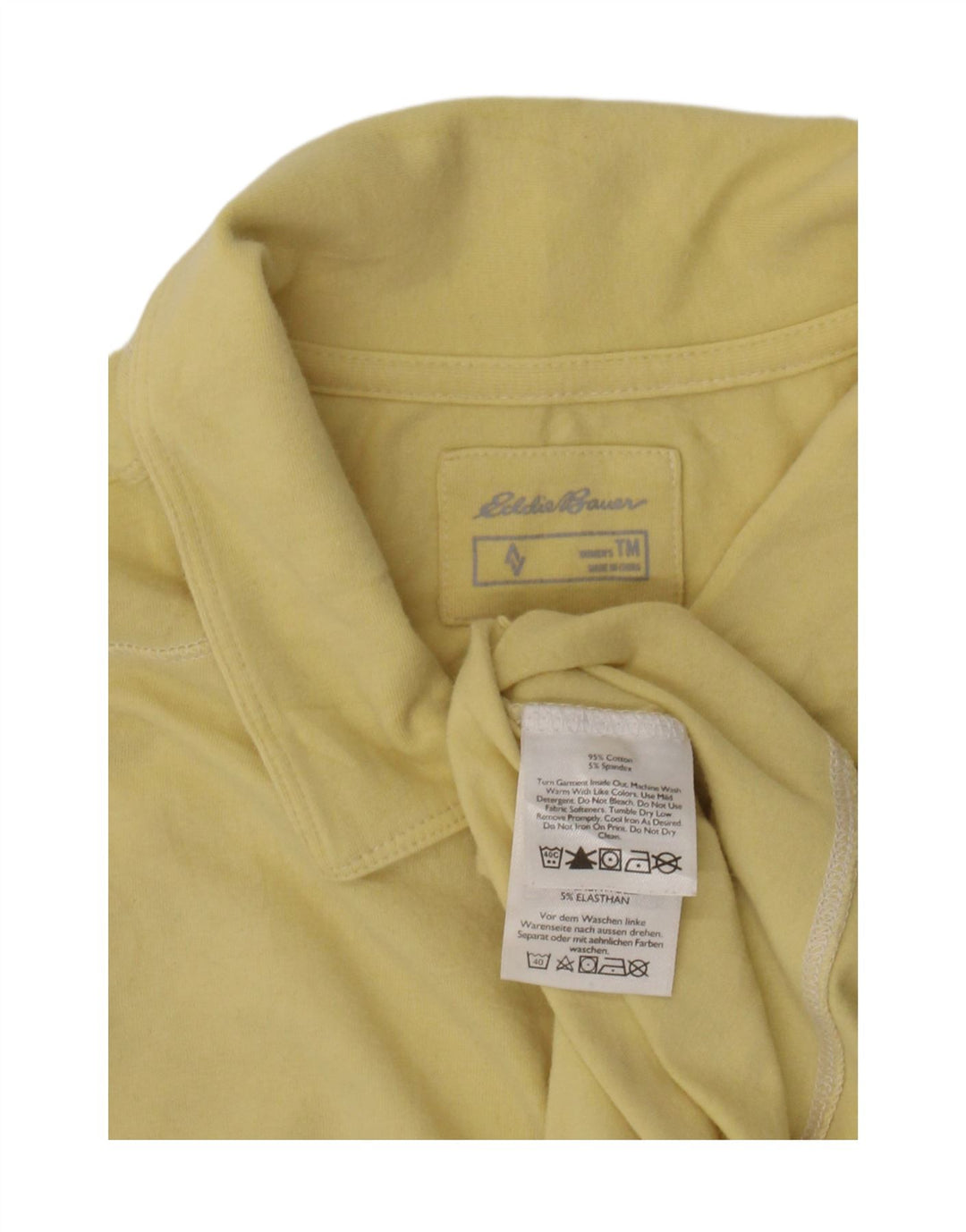 Eddie Bauer Womens Tall Polo Shirt UK 12 Medium Yellow Cotton