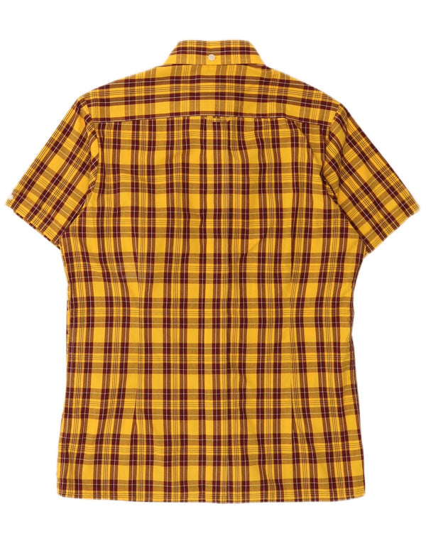 Dr Martens Mens Short Sleeve Shirt Medium Yellow Check Polyester