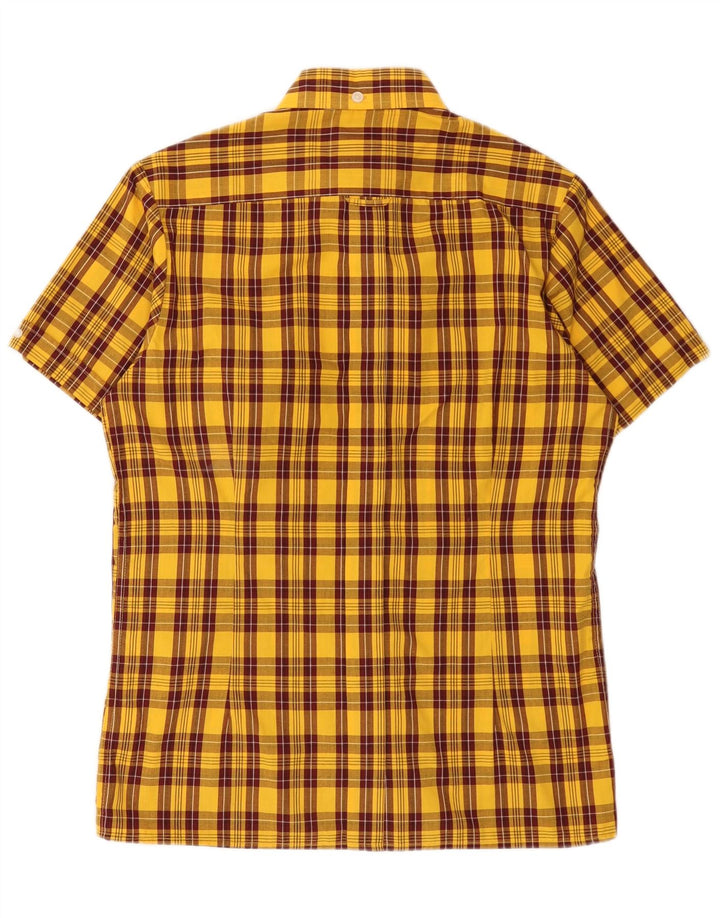 Dr Martens Mens Short Sleeve Shirt Medium Yellow Check Polyester