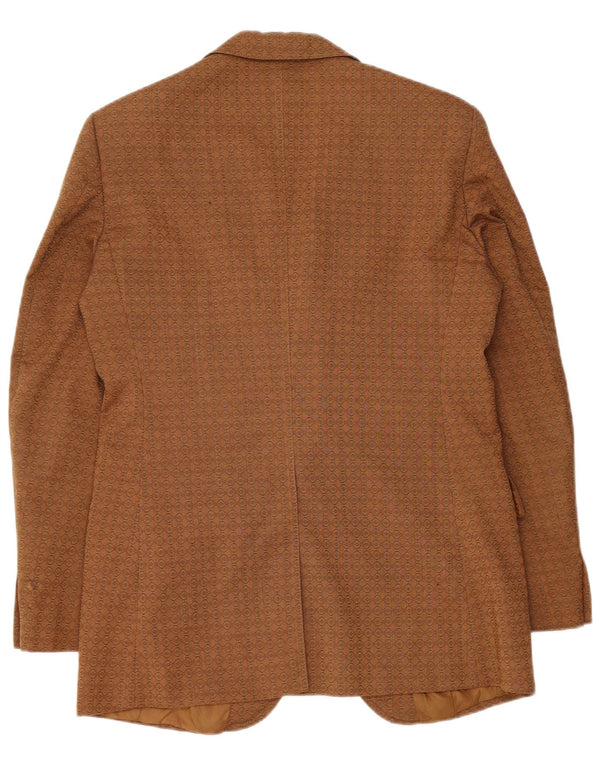 Varteks Mens 2 Button Blazer Jacket IT 48 Medium Brown Geometric Wool