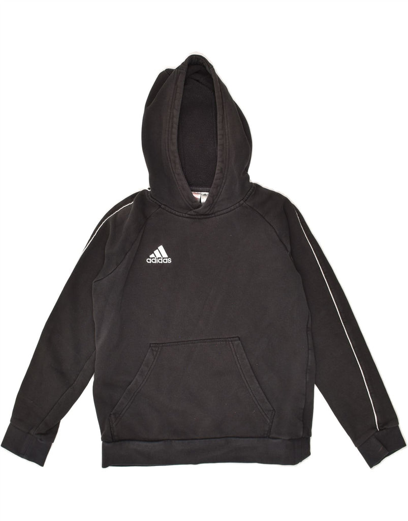 ADIDAS Boys Graphic Hoodie Jumper 13-14 Years Black Cotton | Vintage Adidas | Thrift | Second-Hand Adidas | Used Clothing | Messina Hembry 