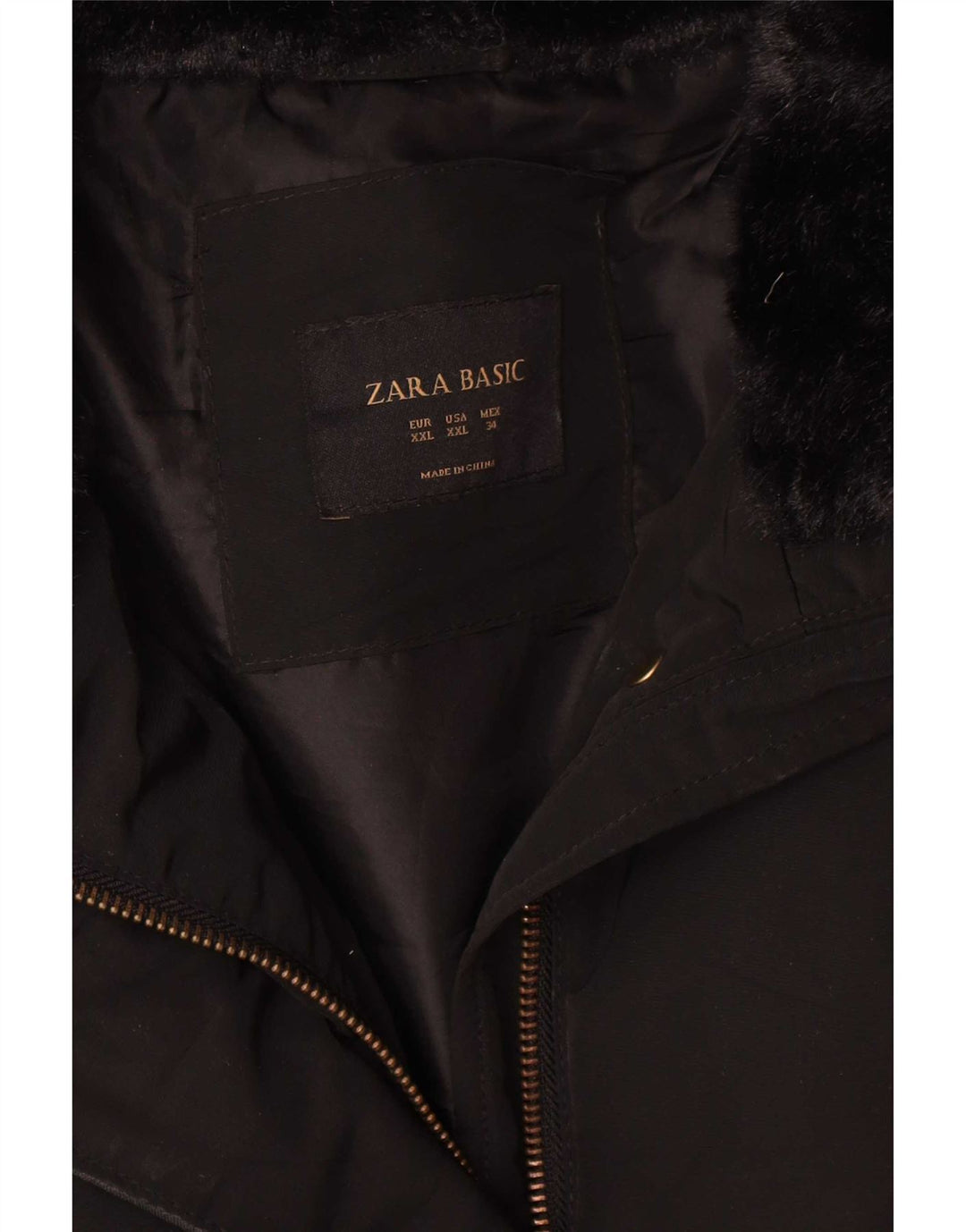 Zara Womens Crop Padded Jacket UK 20 2XL Black Polyester