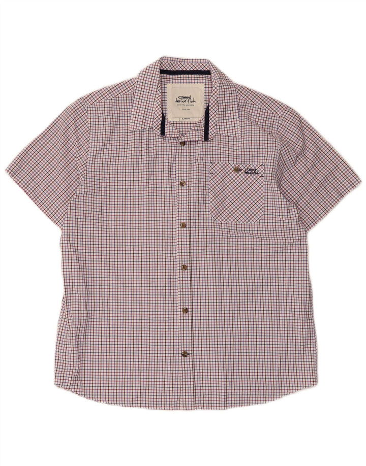Weird Fish Mens Short Sleeve Shirt Large Multicoloured Check Cotton