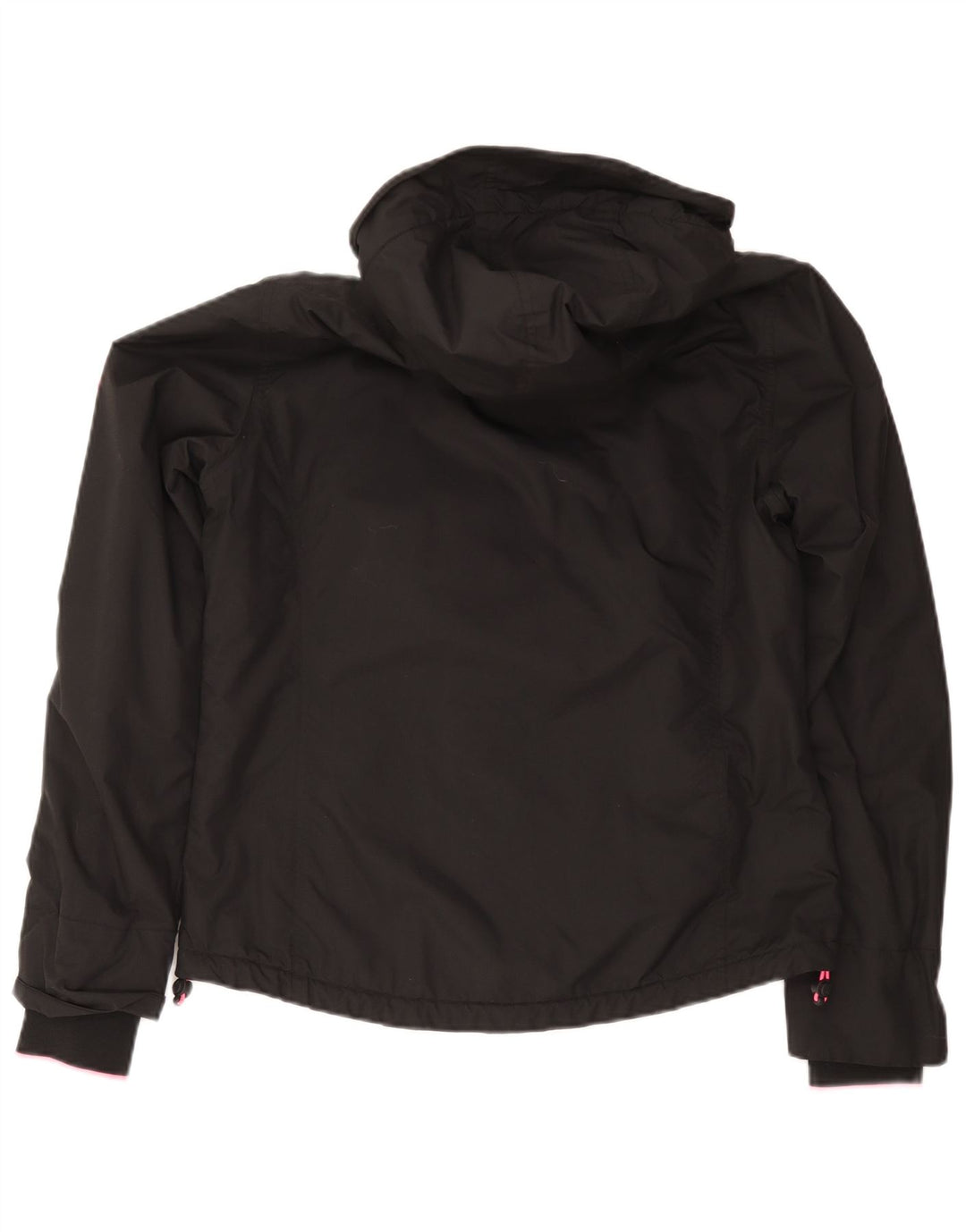 Superdry Womens Windcheater Hooded Windbreaker Jacket UK 14 Large Black