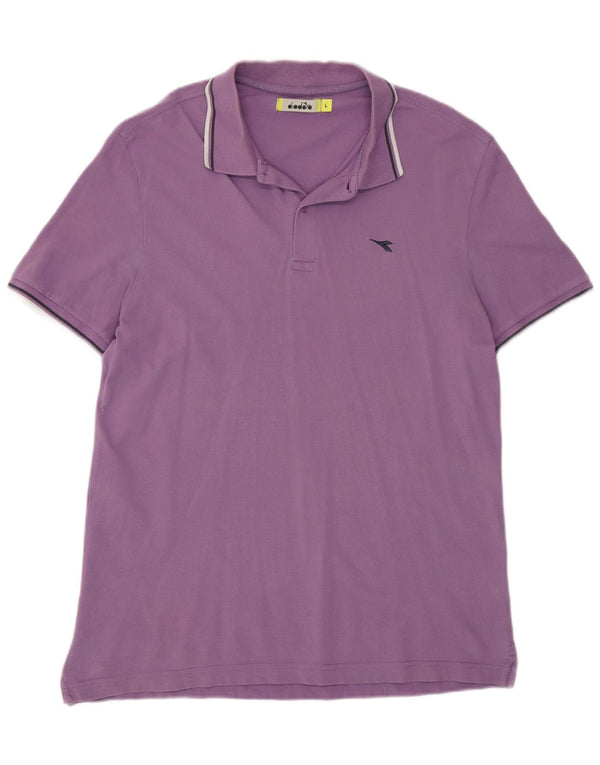 Diadora Mens Polo Shirt Large Purple Cotton