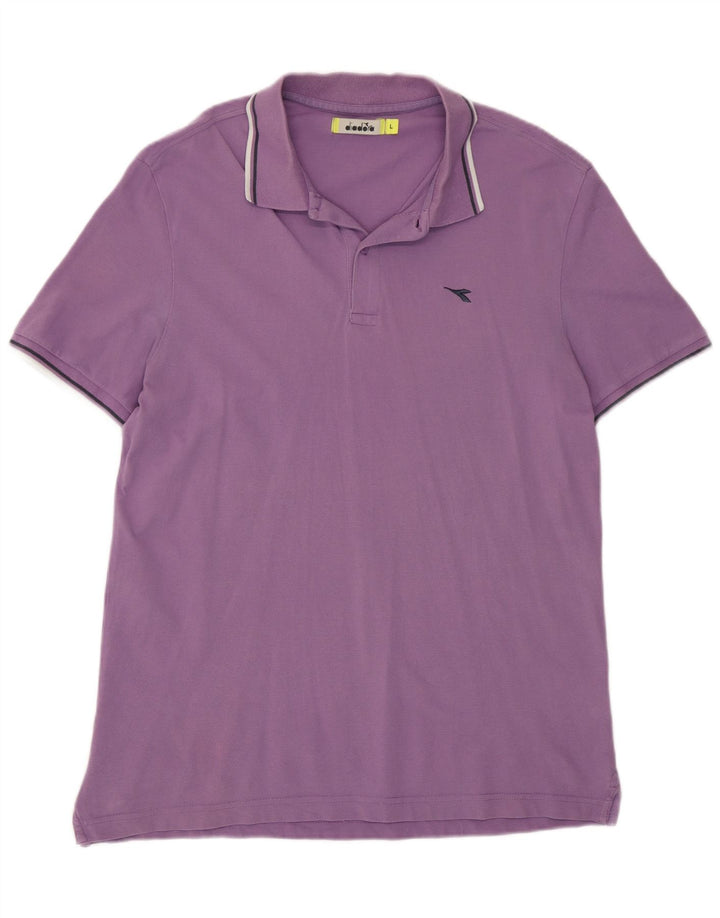 Diadora Mens Polo Shirt Large Purple Cotton