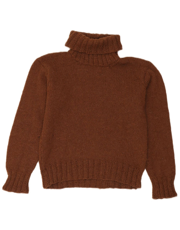 Vintage Womens Roll Neck Jumper Sweater UK 12 Medium Brown