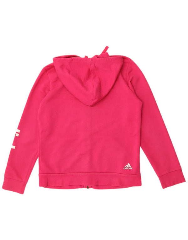 Adidas Womens Graphic Zip Hoodie Sweater UK 16/18 Large Pink Cotton