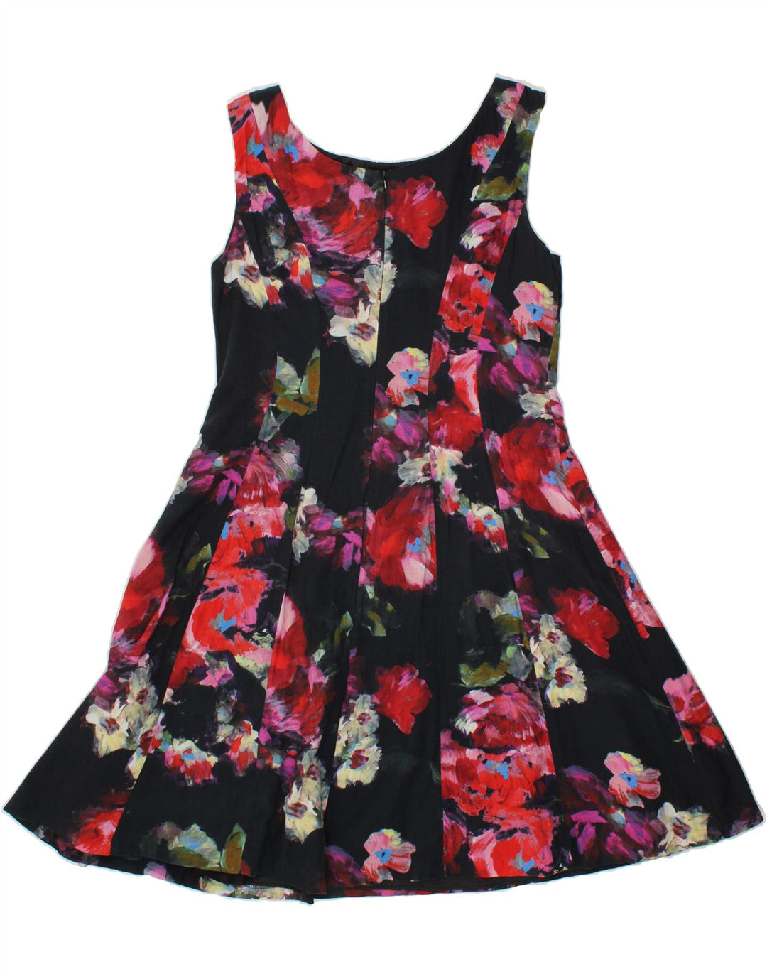 PHASE EIGHT Womens A-Line Dress UK 12 Medium  Black Floral Viscose Vintage Phase Eight and Second-Hand Phase Eight from Messina Hembry 