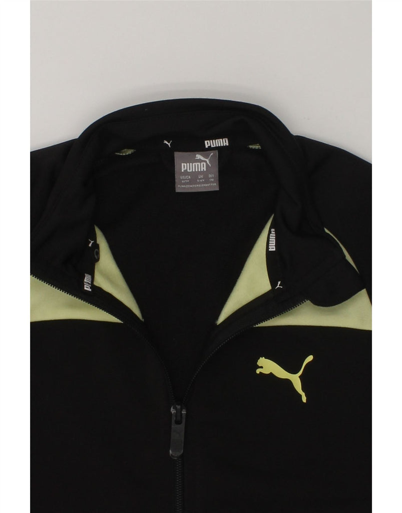 PUMA Boys Tracksuit Top Jacket 5-6 Years Black Colourblock Polyester | Vintage Puma | Thrift | Second-Hand Puma | Used Clothing | Messina Hembry 