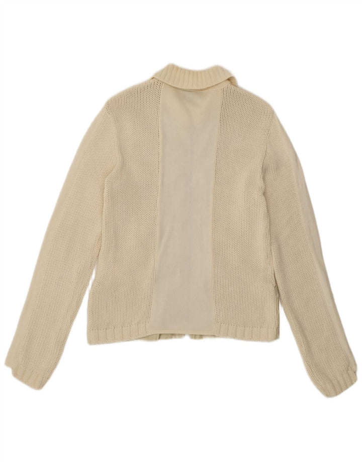 Pinko Womens Cardigan Sweater UK 14 Medium Off White Cotton