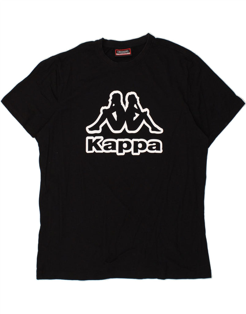 KAPPA Mens Slim Graphic T-Shirt Top XL Black Cotton | Vintage Kappa | Thrift | Second-Hand Kappa | Used Clothing | Messina Hembry 