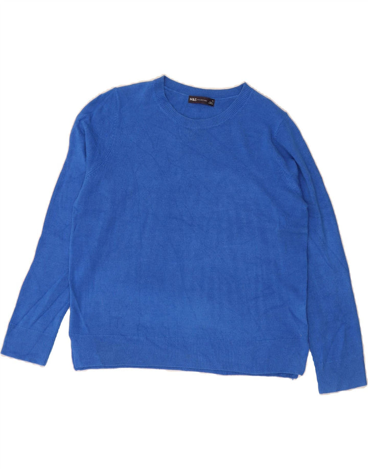 MARKS & SPENCER Womens Crew Neck Jumper Sweater UK 16 Large Blue Acrylic Vintage Marks & Spencer and Second-Hand Marks & Spencer from Messina Hembry 