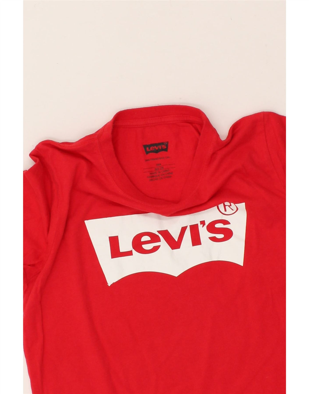 LEVI'S Boys Graphic Top Long Sleeve 13-14 Years Red Cotton Vintage Levi's and Second-Hand Levi's from Messina Hembry 