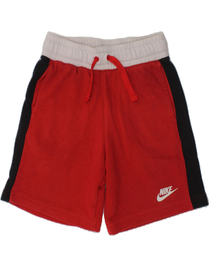 NIKE Boys Sport Shorts 8-9 Years Small Red Colourblock | Vintage Nike | Thrift | Second-Hand Nike | Used Clothing | Messina Hembry 