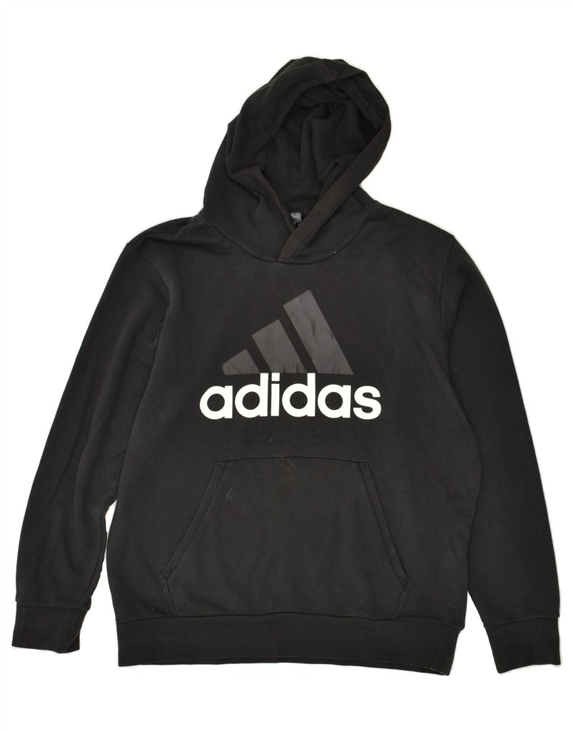 ADIDAS Mens Graphic Hoodie Jumper Large Black Cotton | Vintage Adidas | Thrift | Second-Hand Adidas | Used Clothing | Messina Hembry 