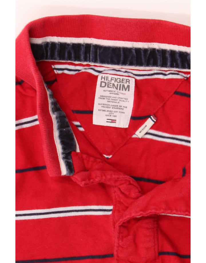 Tommy Hilfiger Mens Polo Shirt Medium Red Striped