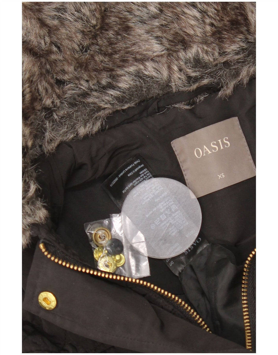 OASIS Womens Quilted Jacket UK 6 XS Black Polyester