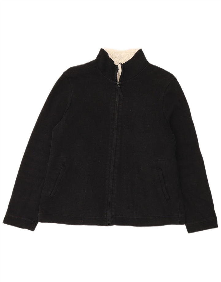 Marks & Spencer Womens Sherpa Tracksuit Top Jacket UK 14 Large Black