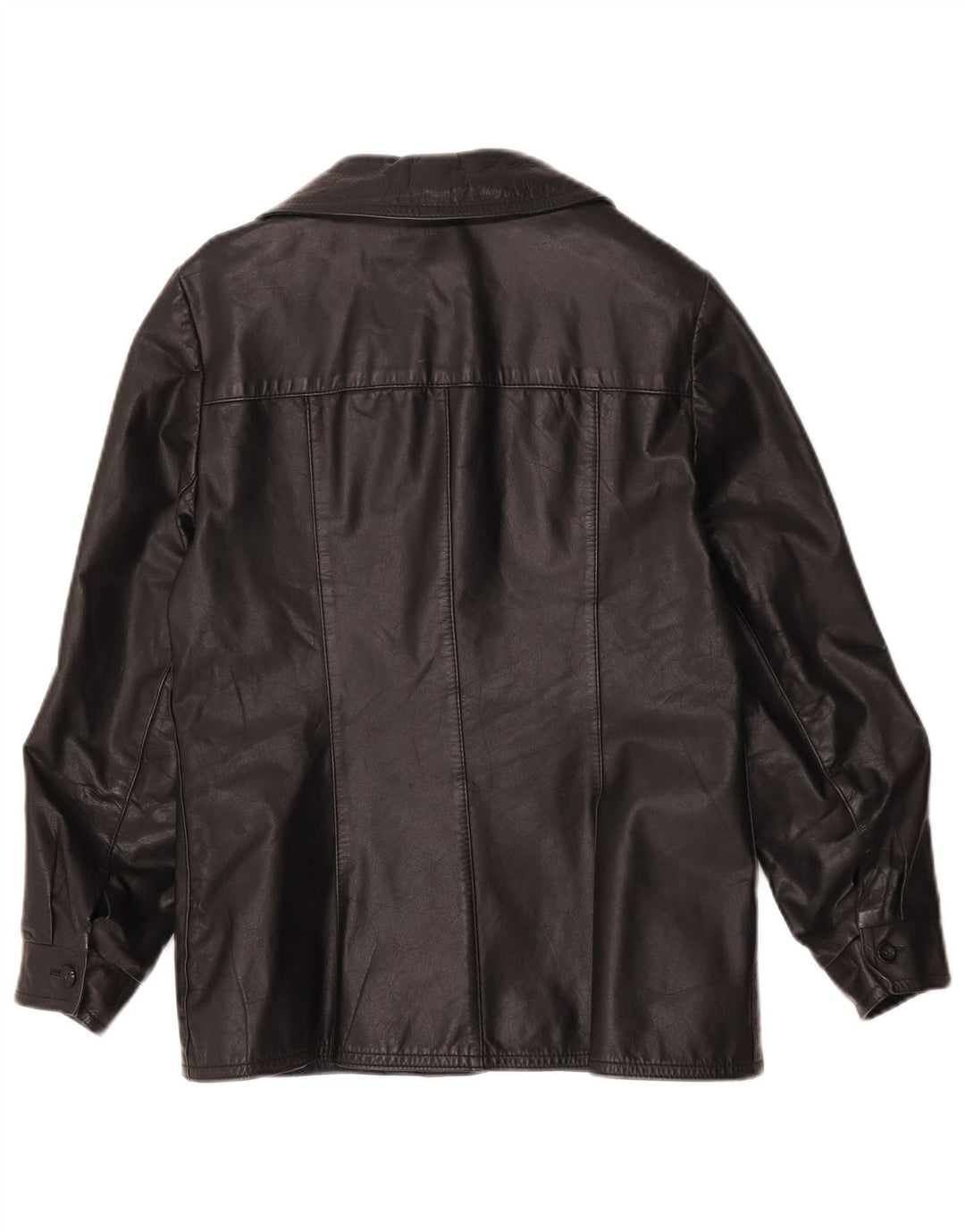 Vintage Womens Leather Jacket IT 44 Medium Black Leather