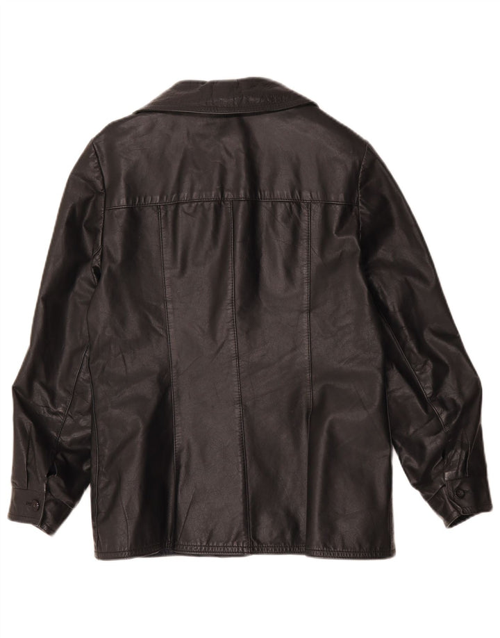 Vintage Womens Leather Jacket IT 44 Medium Black Leather