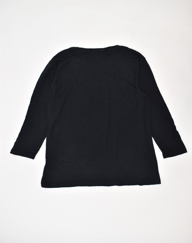 CHAPS Womens 3/4 Sleeve Blouse Top UK 12 Medium Black Cotton | Vintage | Thrift | Second-Hand | Used Clothing | Messina Hembry 