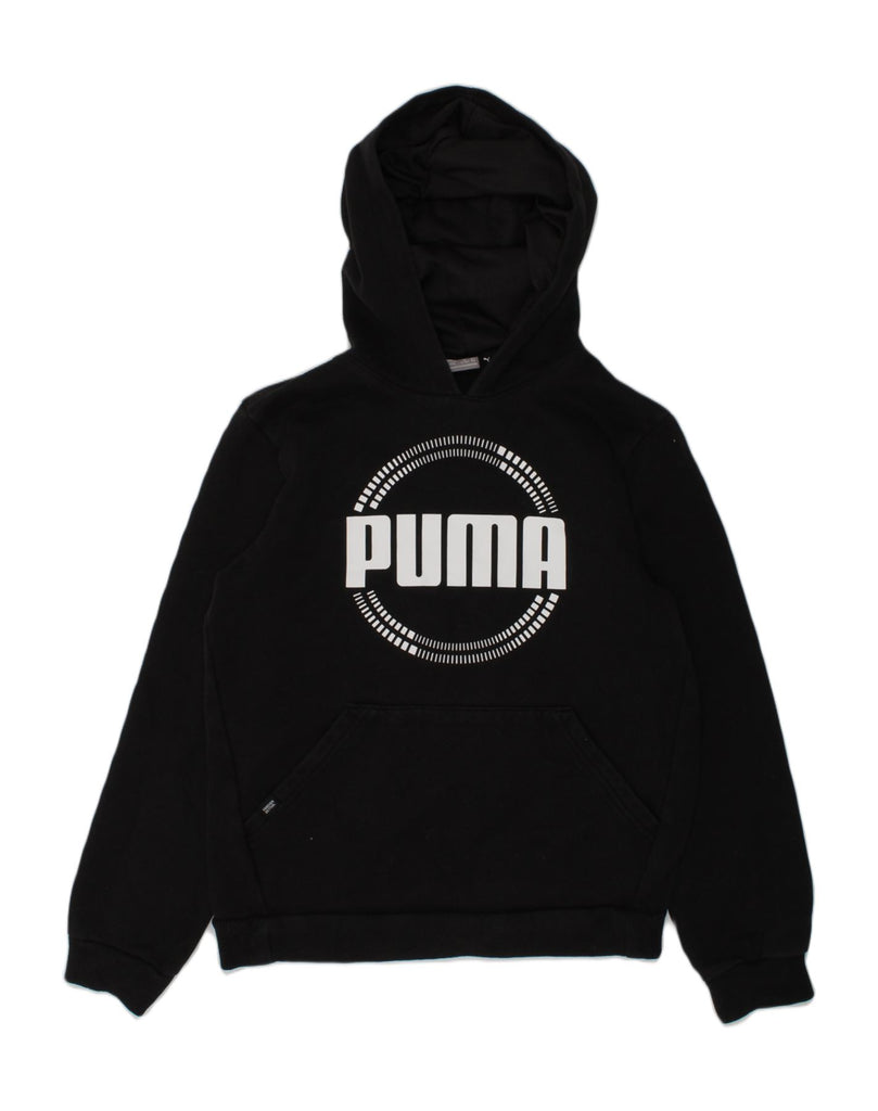 PUMA Boys Graphic Hoodie Jumper 11-12 Years Black Cotton | Vintage Puma | Thrift | Second-Hand Puma | Used Clothing | Messina Hembry 