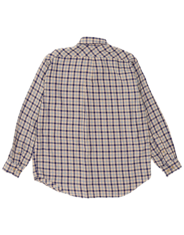 Marlboro Classics Mens Flannel Shirt Large Blue Gingham Cotton