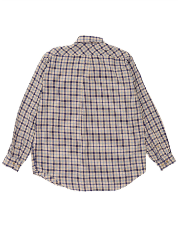 Marlboro Classics Mens Flannel Shirt Large Blue Gingham Cotton
