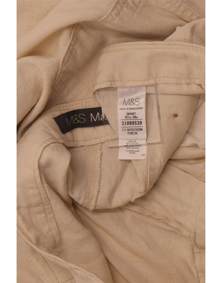 MARKS & SPENCER Mens Chino Shorts W38 XL Beige Linen