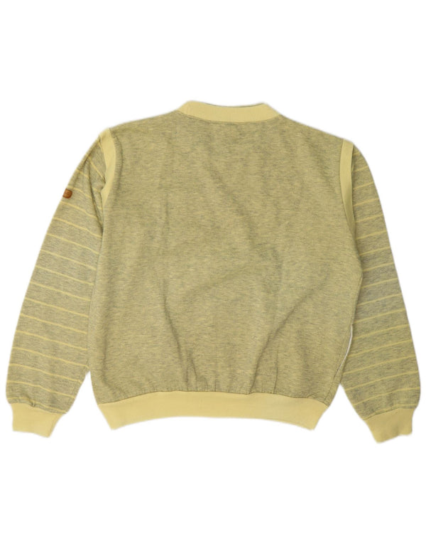 Vintage Mens Sweatshirt Jumper Large Yellow Striped