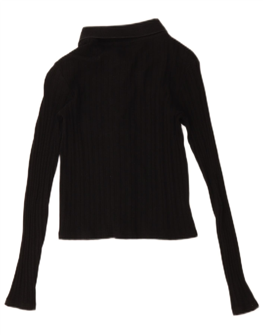 Zara Womens Crop Shirt Blouse UK 8 Small Black Cotton
