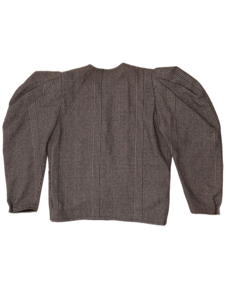 Vintage Womens 1 Button Blazer Jacket UK 14 Large Grey Striped