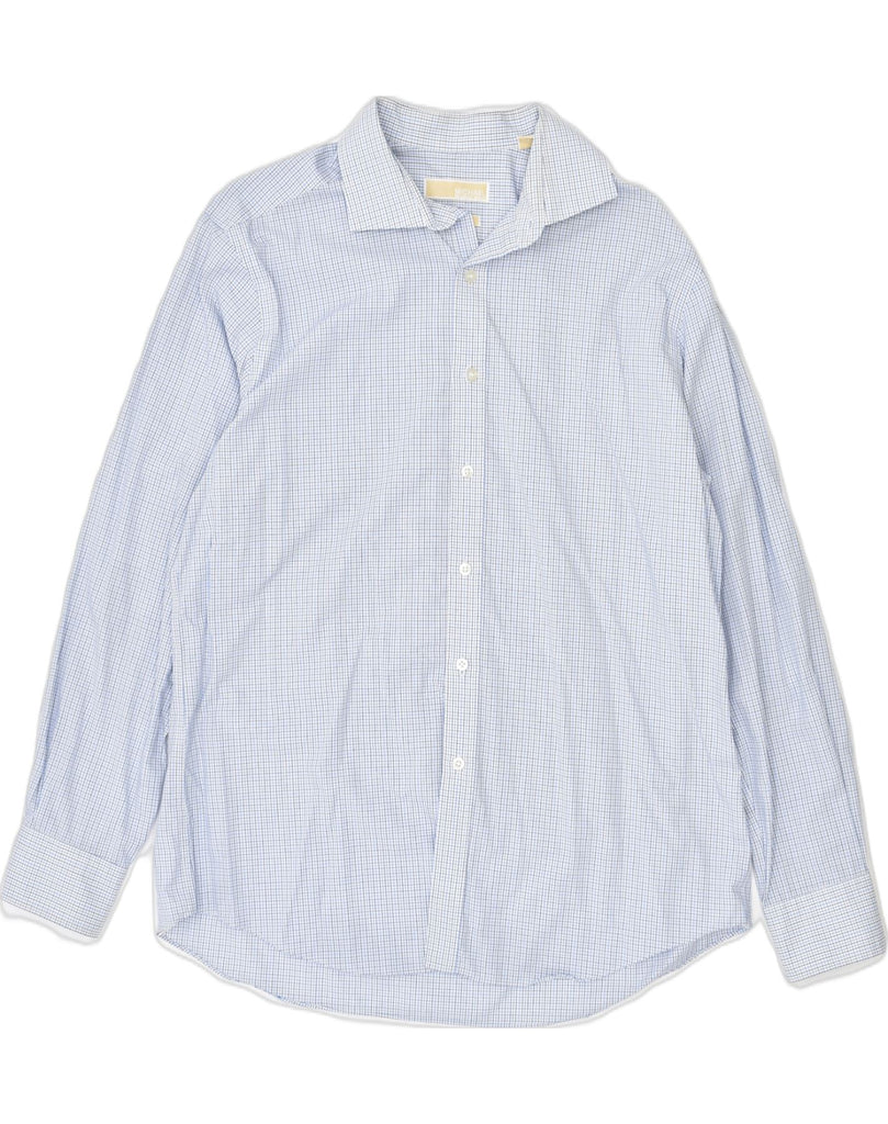 MICHAEL KORS Mens Shirt Size 17 XL Blue Check Cotton | Vintage | Thrift | Second-Hand | Used Clothing | Messina Hembry 