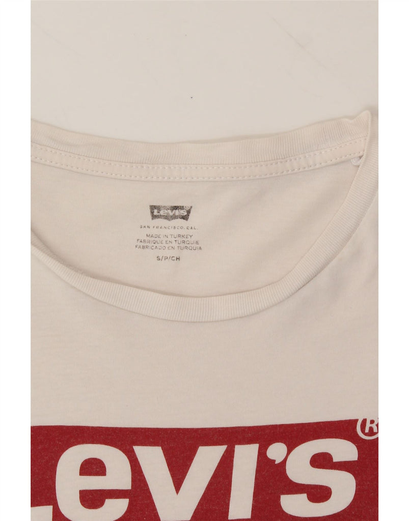 LEVI'S Mens Graphic T-Shirt Top Small Off White Cotton Vintage Levi's and Second-Hand Levi's from Messina Hembry 