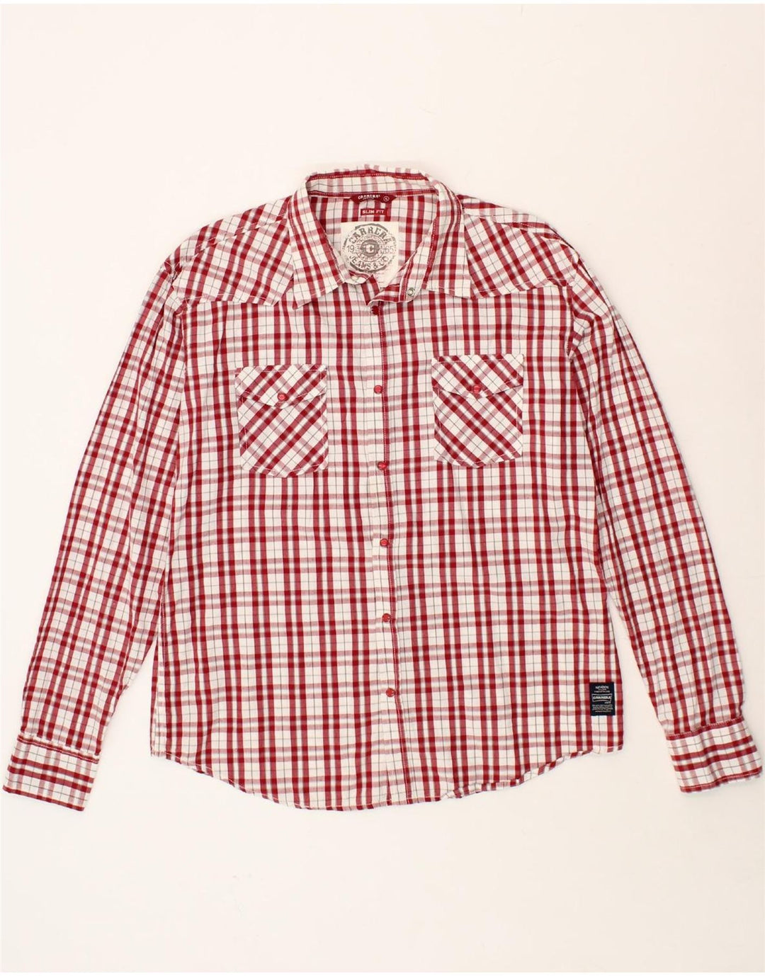 CARRERA Mens Slim Fit Shirt XL Red Check Cotton Vintage Carrera and Second-Hand Carrera from Messina Hembry 